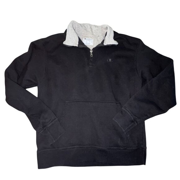 Champions Mens Half Zip Collared Sweatshirt-Black--M-GUC - Picture 1 of 5